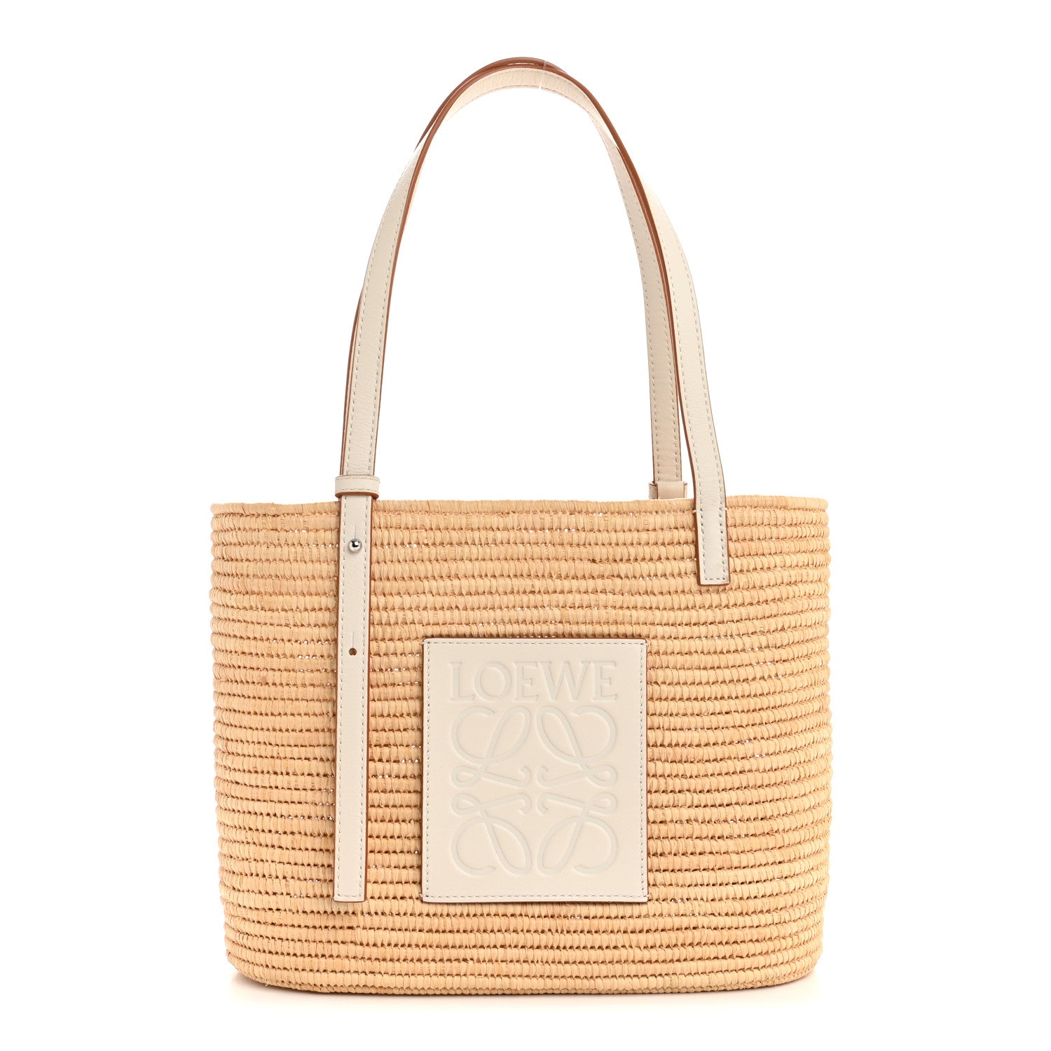 Loewe Raffia Square Small Basket Tote Bag Natural White 1 of 10