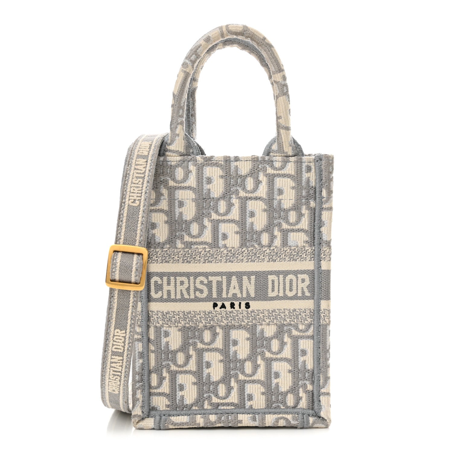 Christian Dior Oblique Mini Book Tote Phone Bag Grey 1 of 12