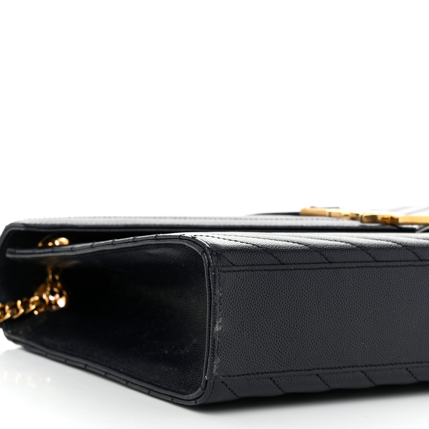 Grain De Poudre Matelasse Chevron Large Monogram Satchel Navy Blue