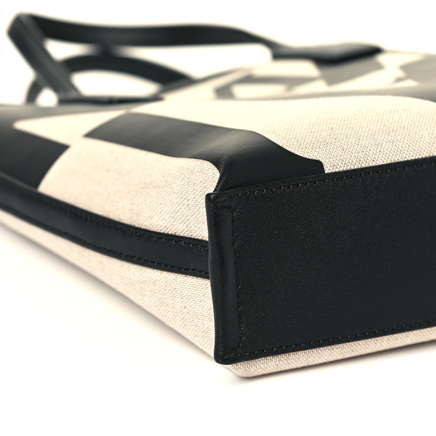 MCM Canvas Glitch Logo Shopper Tote Black White 5 of 10