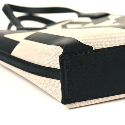 MCM Canvas Glitch Logo Shopper Tote Black White 5 of 10