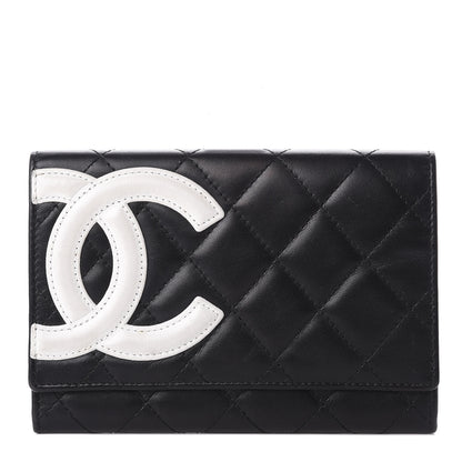 Chanel Calfskin Quilted Cambon Flap Wallet Black White 1 of 6