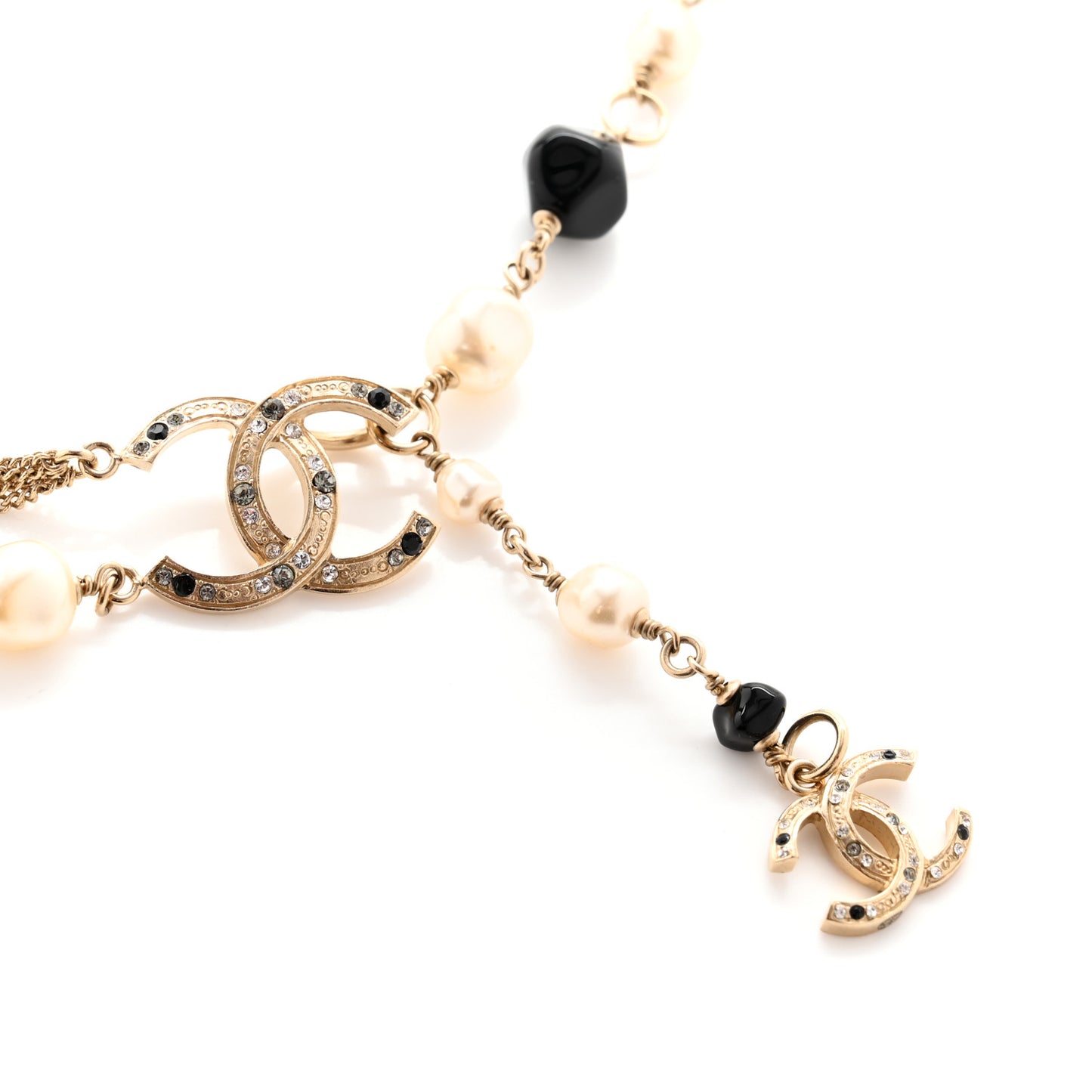 Pearl Beaded Crystal CC Chain Belt Light Gold