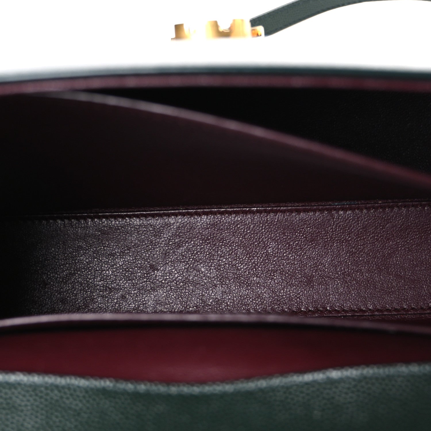 Saint Laurent Grain de Poudre Medium Classic Monogram Cassandra Top Handle Dark Green 4 of 11