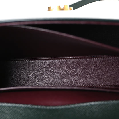 Saint Laurent Grain de Poudre Medium Classic Monogram Cassandra Top Handle Dark Green 4 of 11