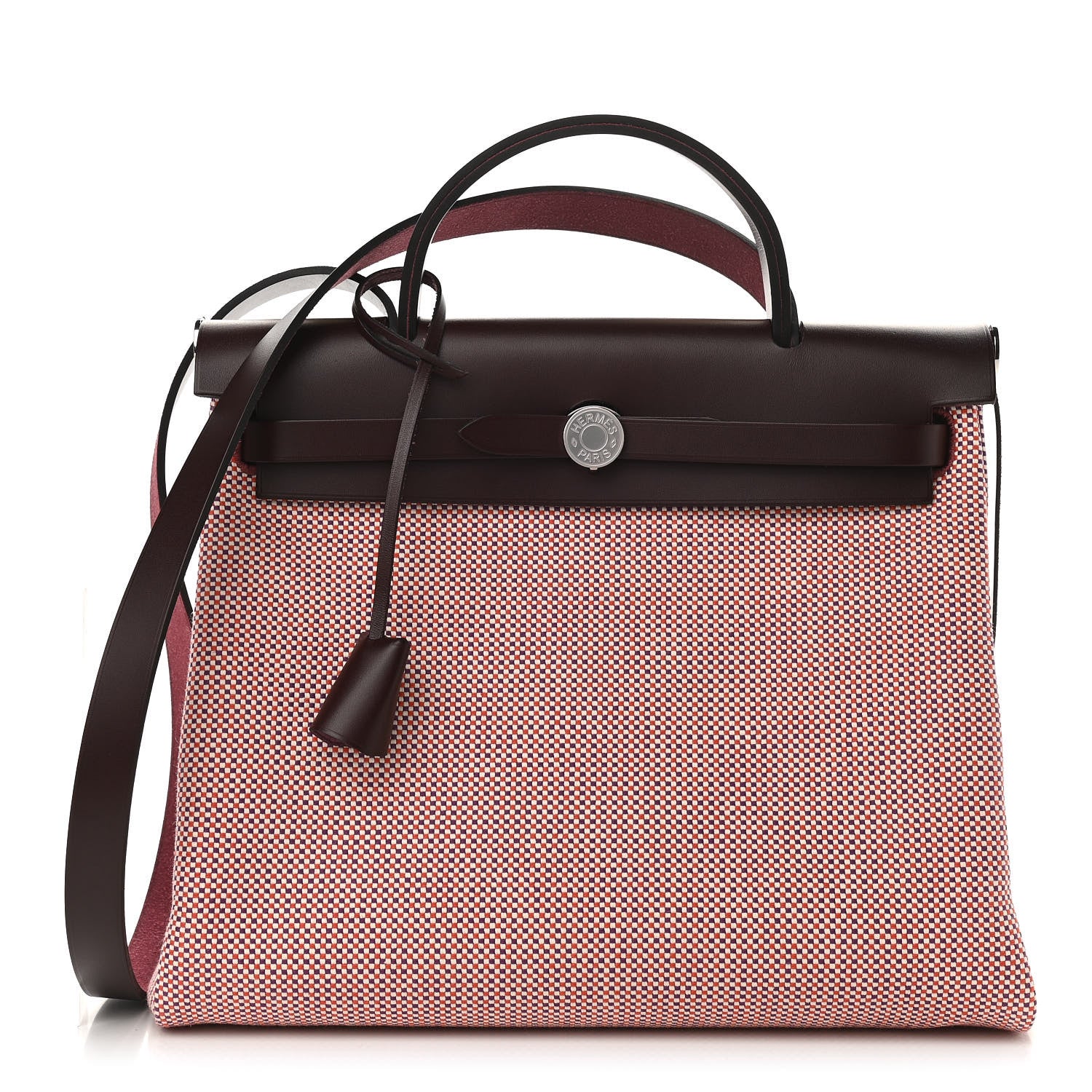 Hermes Criss Viking Vache Hunter Herbag Zip Retourne 31 PM Ecru Brique Anemone Rouge Sellier 3 of 10