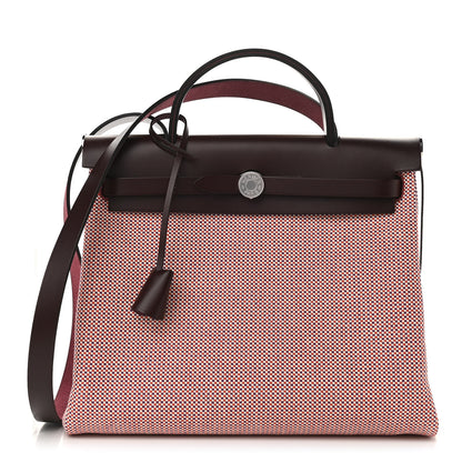 Hermes Criss Viking Vache Hunter Herbag Zip Retourne 31 PM Ecru Brique Anemone Rouge Sellier 3 of 10