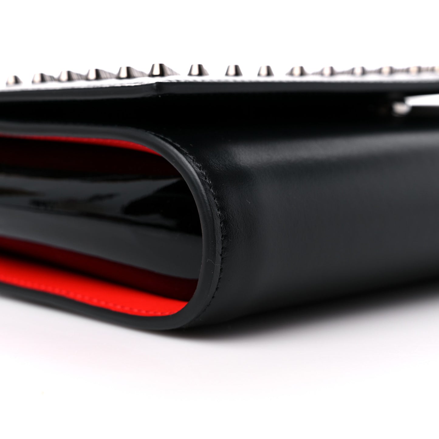 Calfskin Patent Spikes Paloma Clutch Black