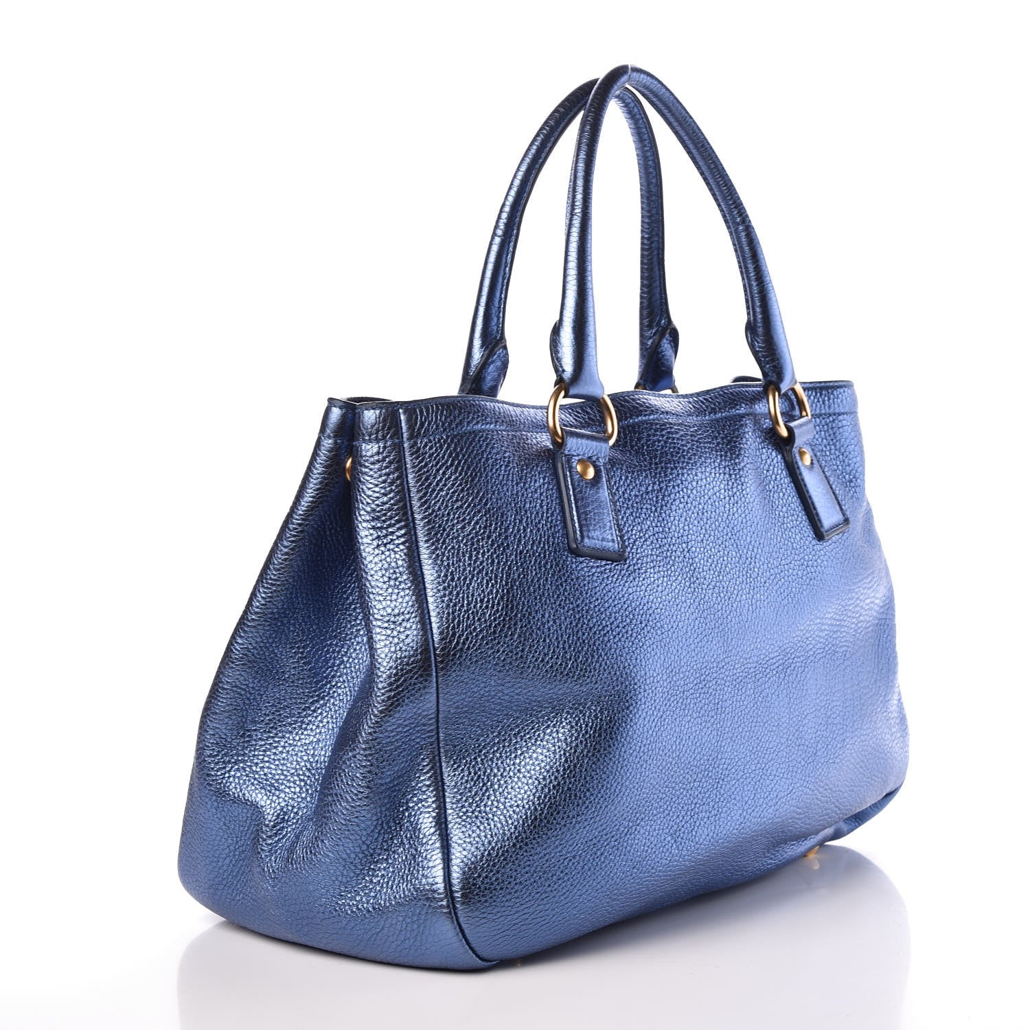 Prada Vitello Daino Shopping Tote Denim Mordore 3 of 7