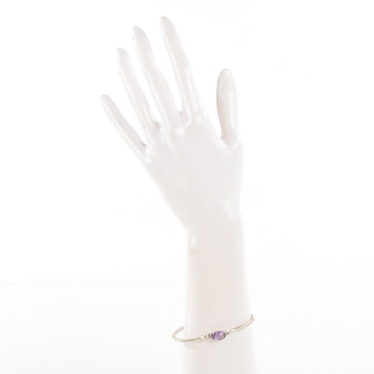David Yurman Sterling Silver Diamond Amethyst 3mm Petite Wheaton Bracelet 2 of 6