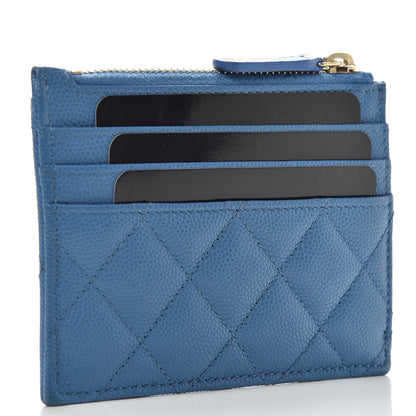 Chanel Caviar Quilted CC Zip Card Holder Blue 3 of 8