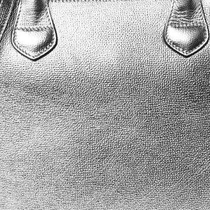 Burberry Metallic Grainy Calfskin House Check Medium Banner Tote Silver 7 of 9