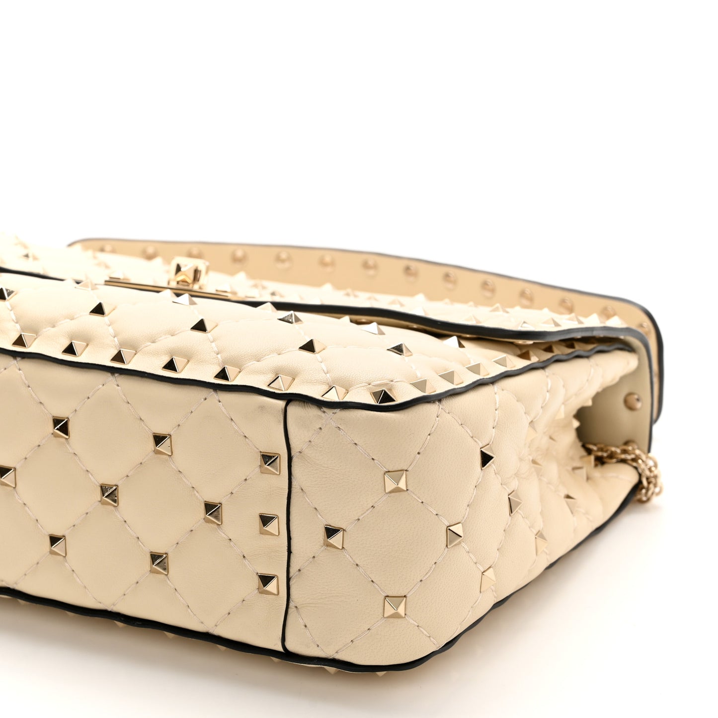Nappa Medium Rockstud Spike Shoulder Bag Light Ivory