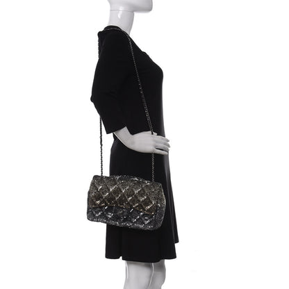 Chanel Sequin Quilted Ombre Medium Single Flap Dark Grey Gold 2 of 10