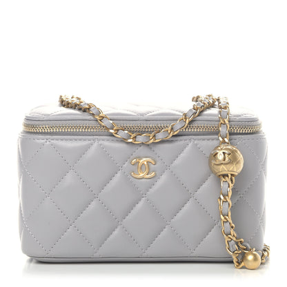 Chanel Lambskin Quilted Small Pearl Crush Vanity Case With Chain Grey 1 of 4