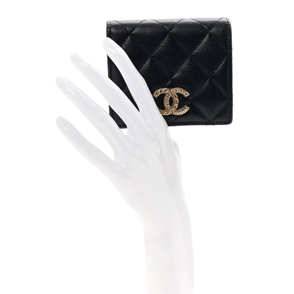 Chanel Caviar Quilted Multi Chain CC Compact Bifold Wallet Navy 2 of 9