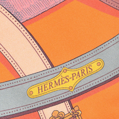 Hermes Silk Cavalcadour Maxi Twilly Orange Argile Bouton D'Or 3 of 5
