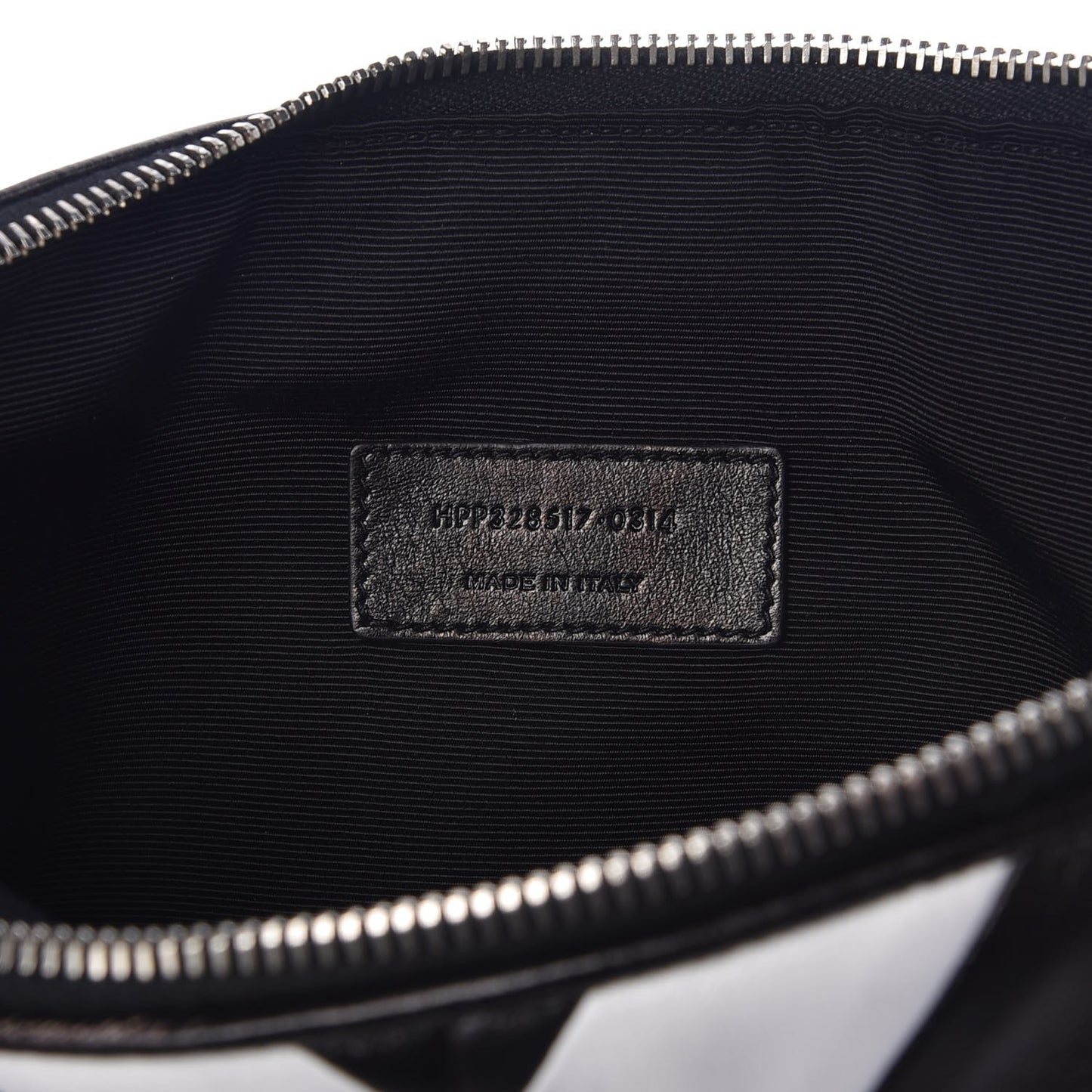 Nappa Medium Letters Zip Clutch Black White