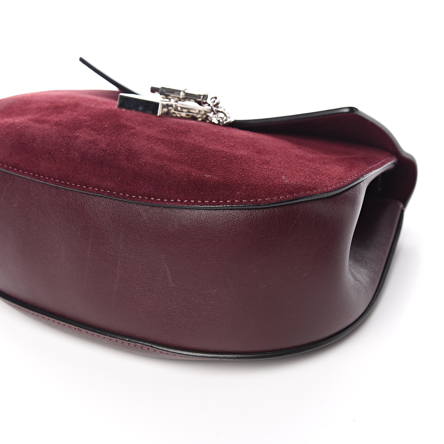 Chloe Suede Smooth Calfskin Drew Shoulder Bag Dark Purple 12 of 13