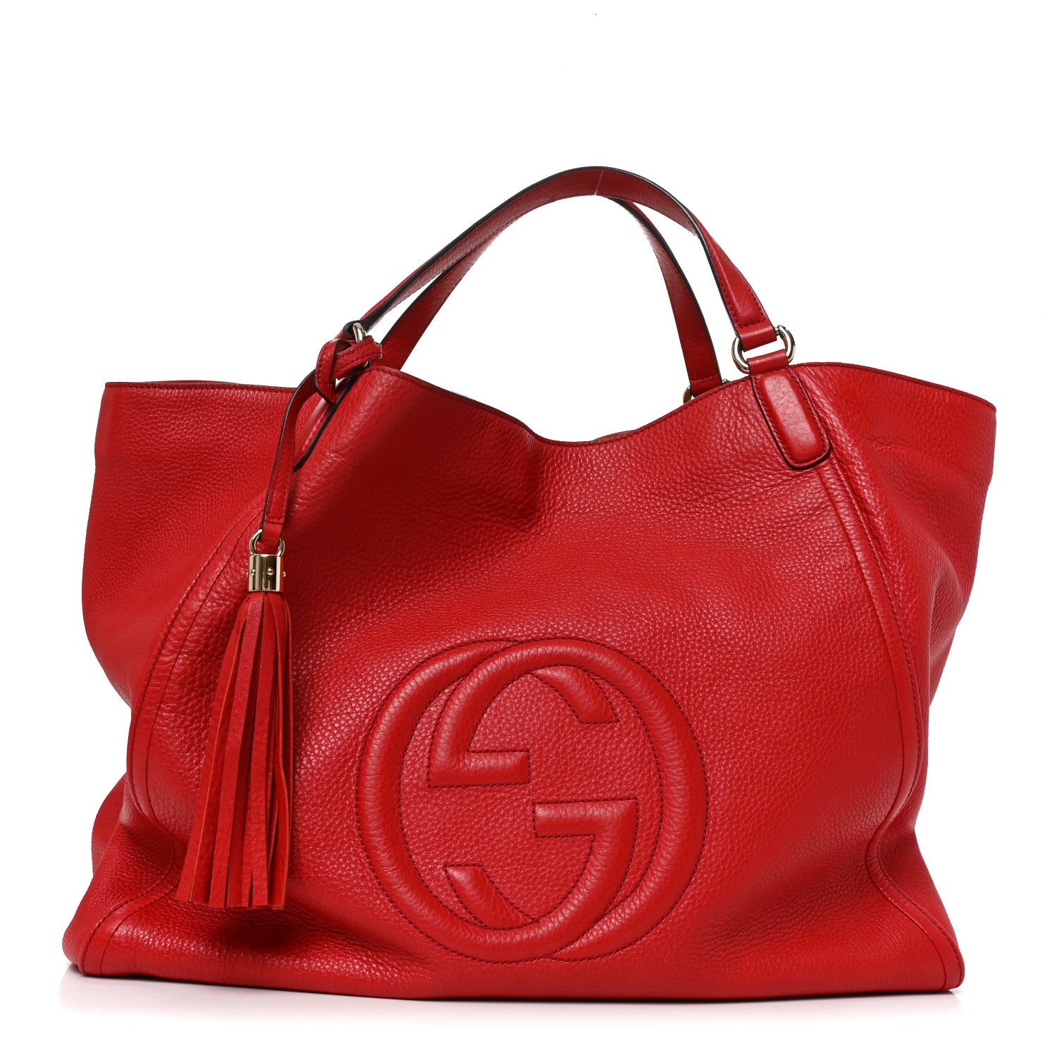 Gucci Pebbled Calfskin Large Soho Shoulder Bag Red 1 of 10