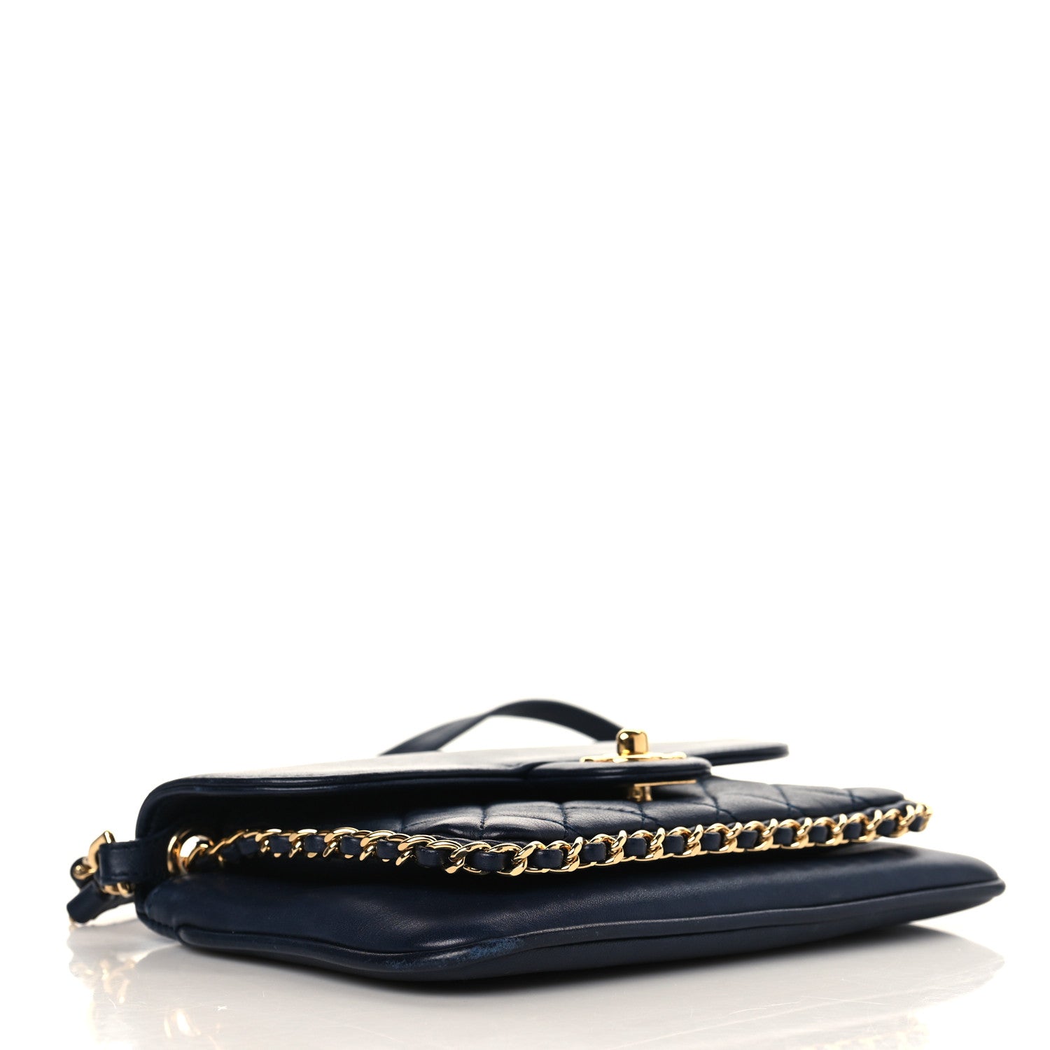 Chanel Lambskin Quilted CC Unchained Crossbody Navy 3 of 8