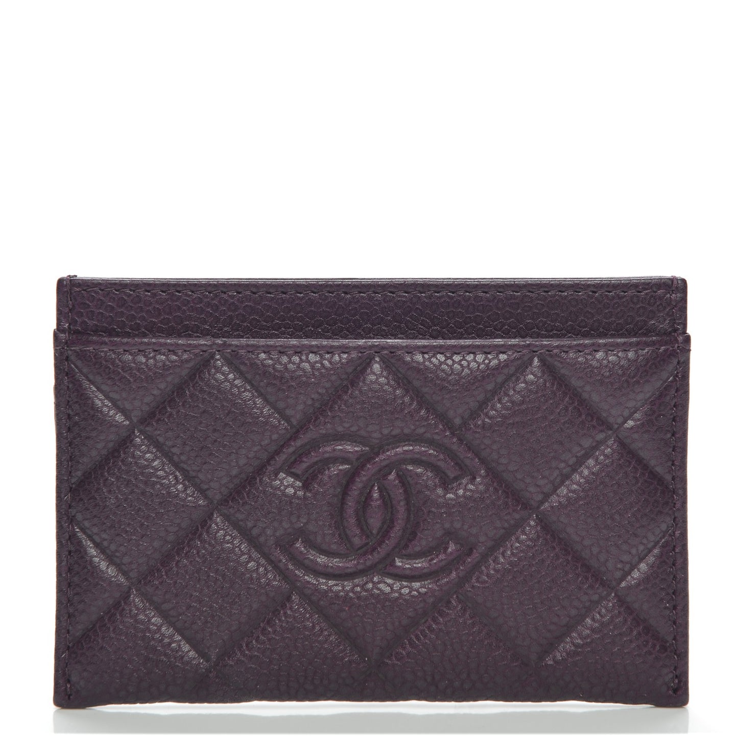 Caviar Quilted Diamond CC Card Holder Purple