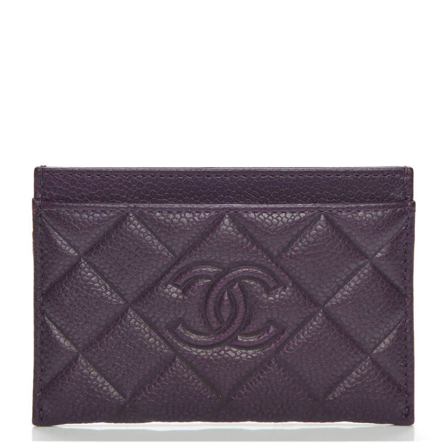 Chanel Caviar Quilted Diamond CC Card Holder Purple 1 of 8