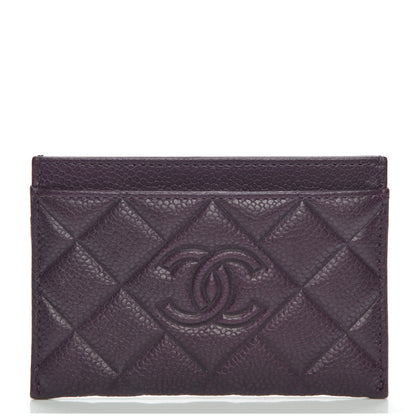 Chanel Caviar Quilted Diamond CC Card Holder Purple 1 of 8