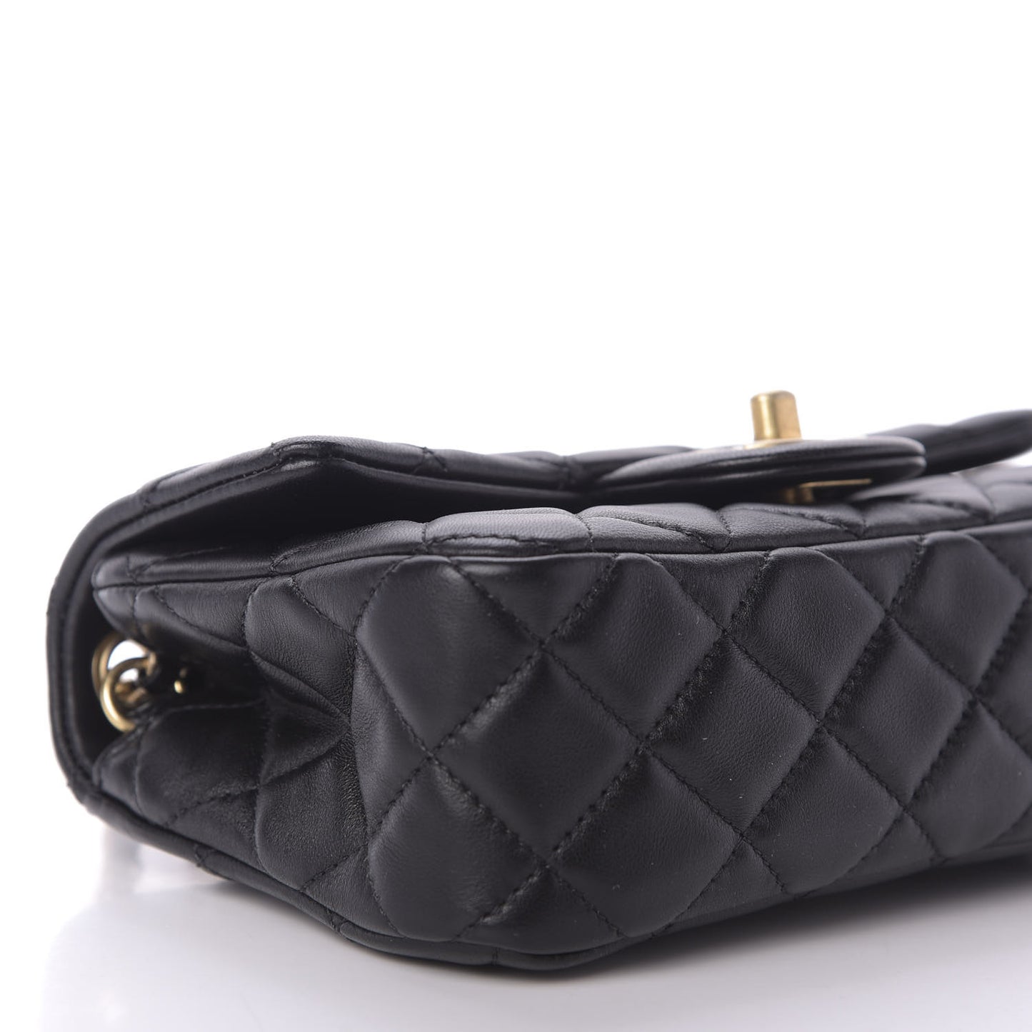 Lambskin Quilted Mini Rectangular Pearl Crush Flap Black
