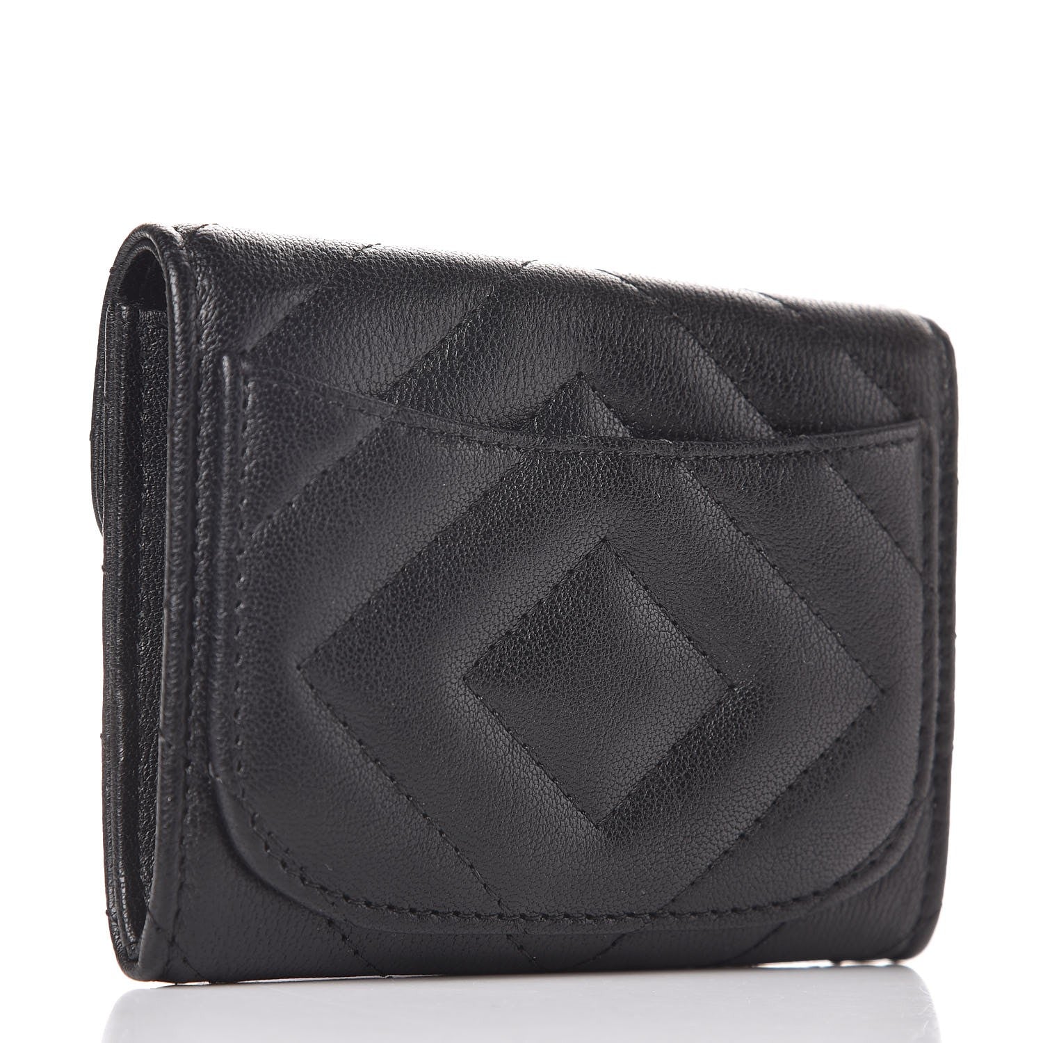 Chanel Sheepskin Chevron Quilted Reissue Card Holder Wallet So Black 3 of 9