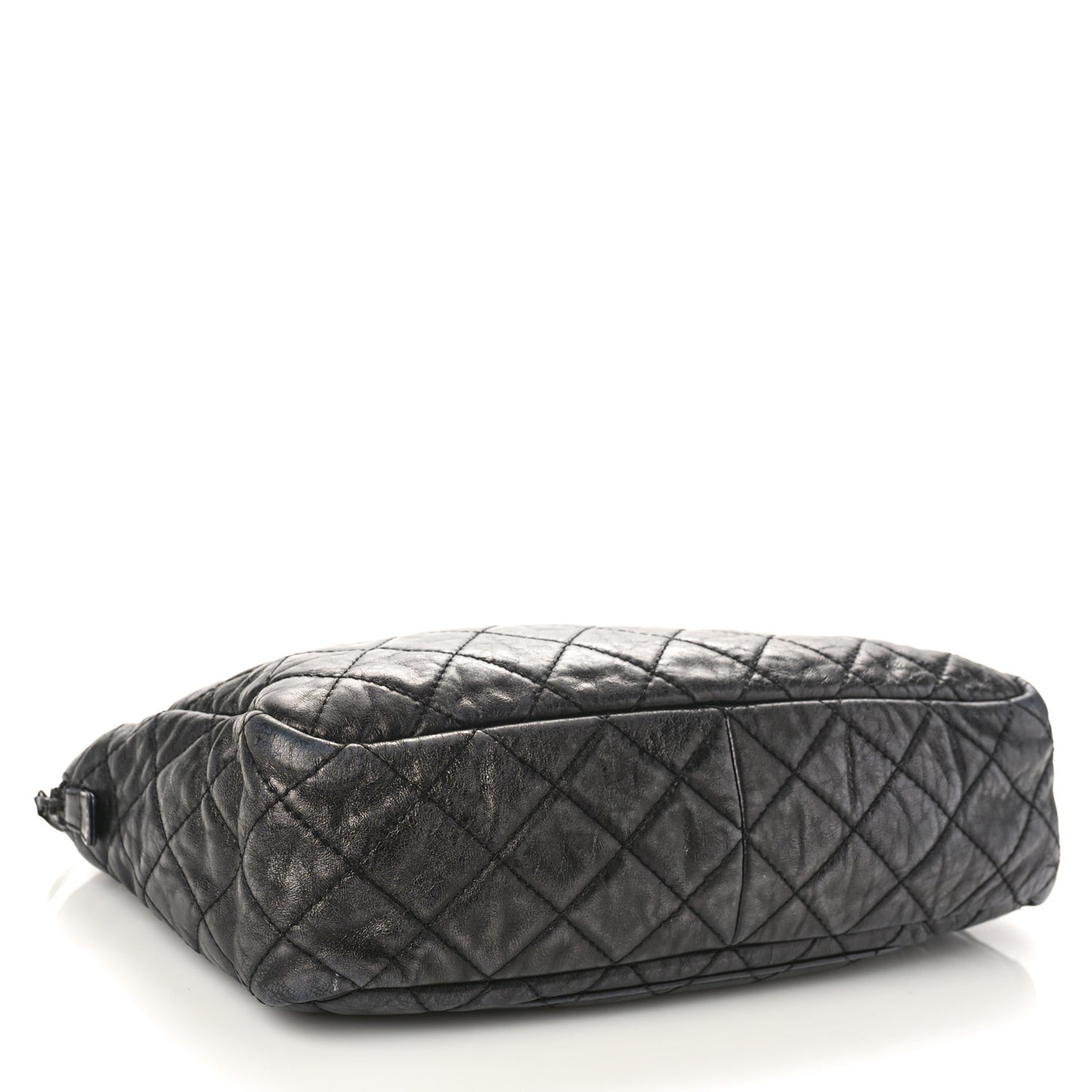 Metallic Aged Calfskin Quilted Large Reissue Camera Case Black