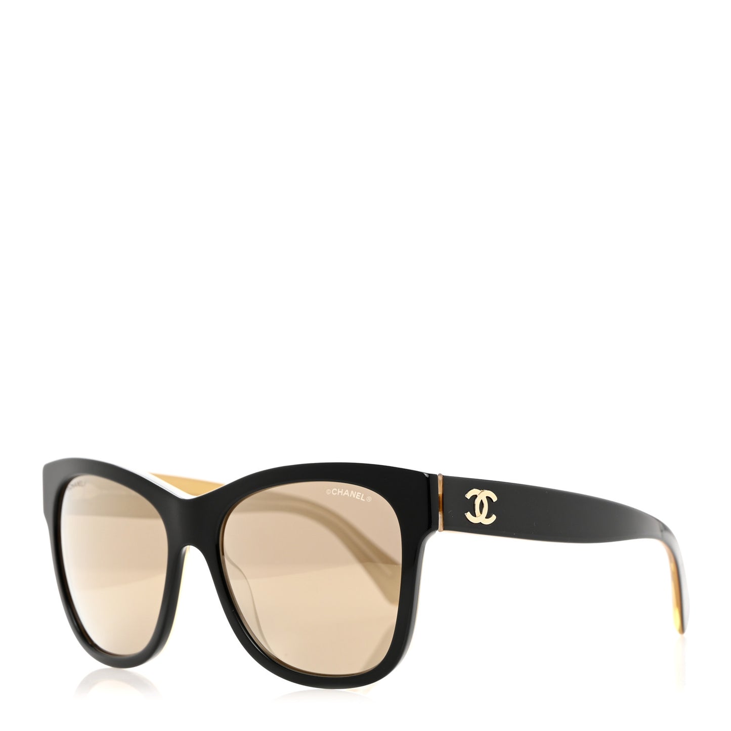Acetate Mirrored Runway Square Sunglasses 5380 Black Gold