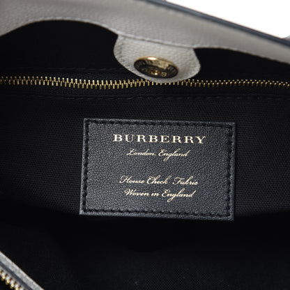 Burberry Derby Calfskin House Check Medium Bi-Color Banner Tote Natural Black 7 of 11