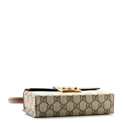 Gucci GG Supreme Monogram Calfskin Mini Padlock Top Handle Shoulder Bag Beige Black Cuir 4 of 11