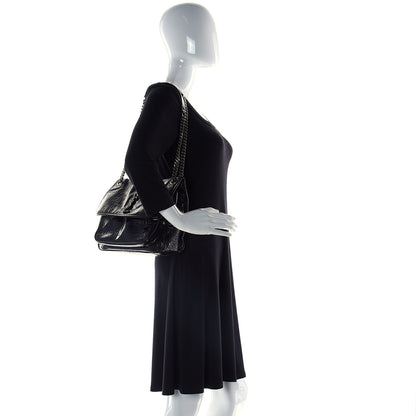 Saint Laurent Patent Crocodile Embossed Lambskin Monogram Medium Niki Chain Satchel Black 2 of 9