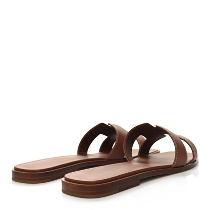 Hermes Box Calfskin Oran Sandals 40 Gold 4 of 9
