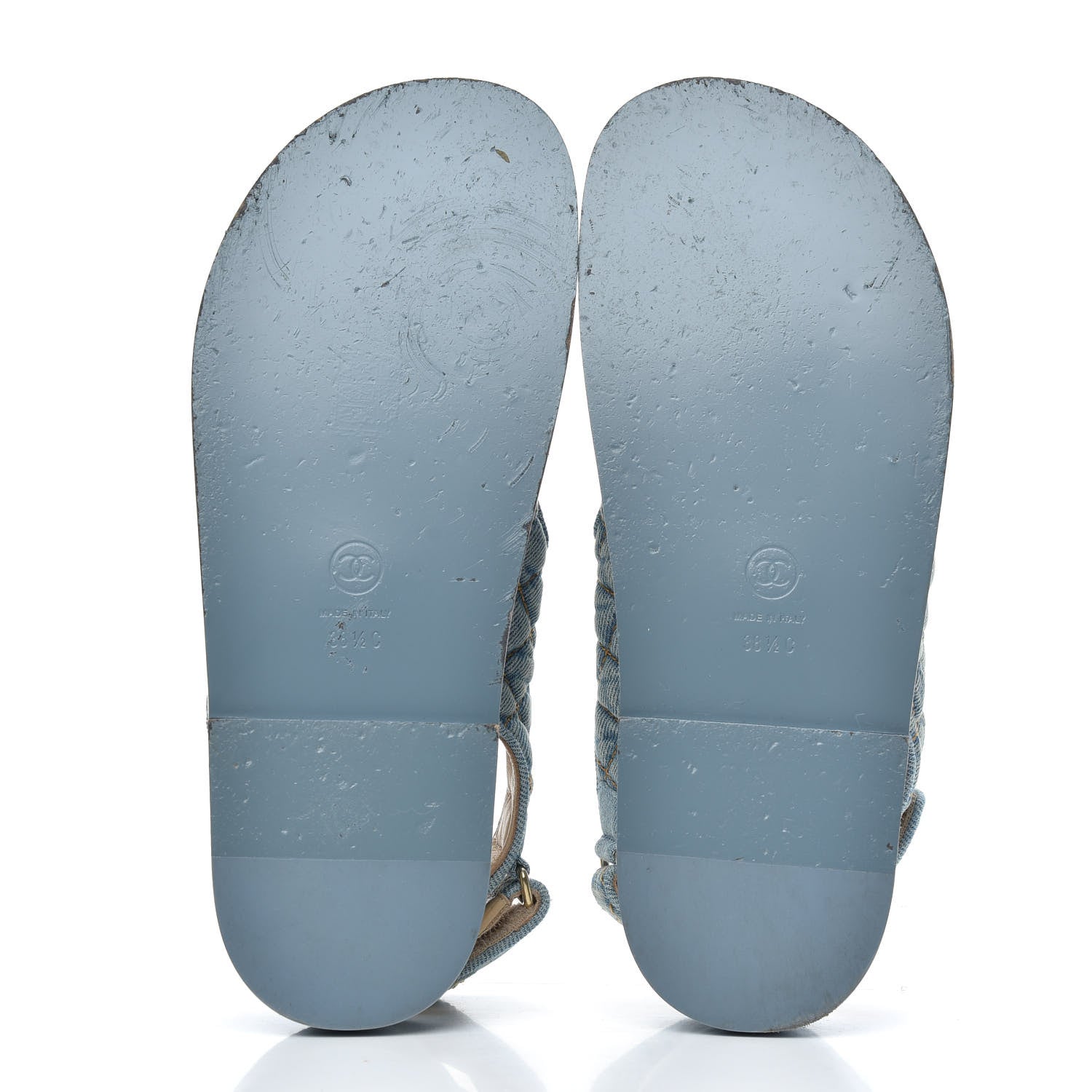 Chanel Denim Quilted Dad Sandals 38.5 Blue 5 of 9