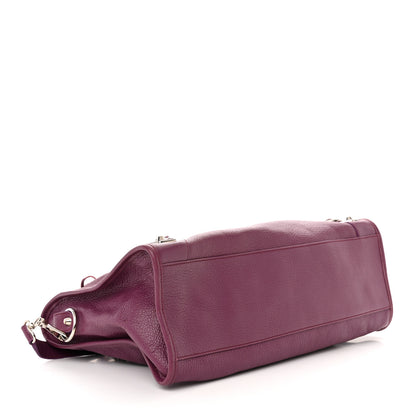 Balenciaga Chevre Silver Metallic Edge Hardware City Violet Prune 5 of 12