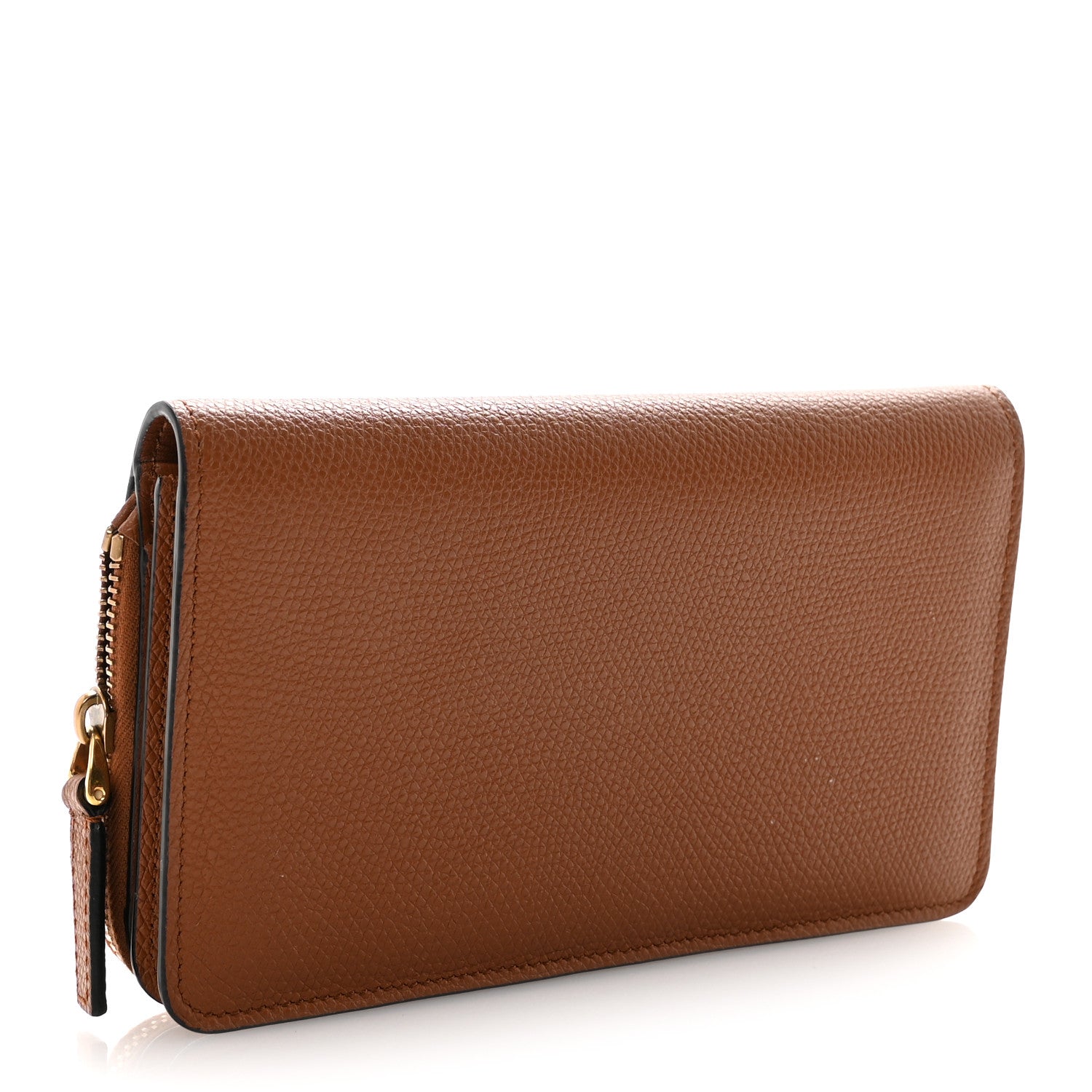 Valentino Garavani Grained Calfskin Vlogo Zip Around Wallet Saddle
