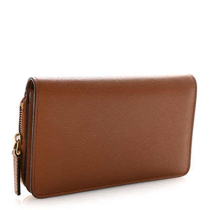 Valentino Garavani Grained Calfskin Vlogo Zip Around Wallet Saddle Brown 3 of 7