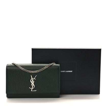 Saint Laurent Grain De Poudre Medium Monogram Kate Satchel Vert Fonce 8 of 8