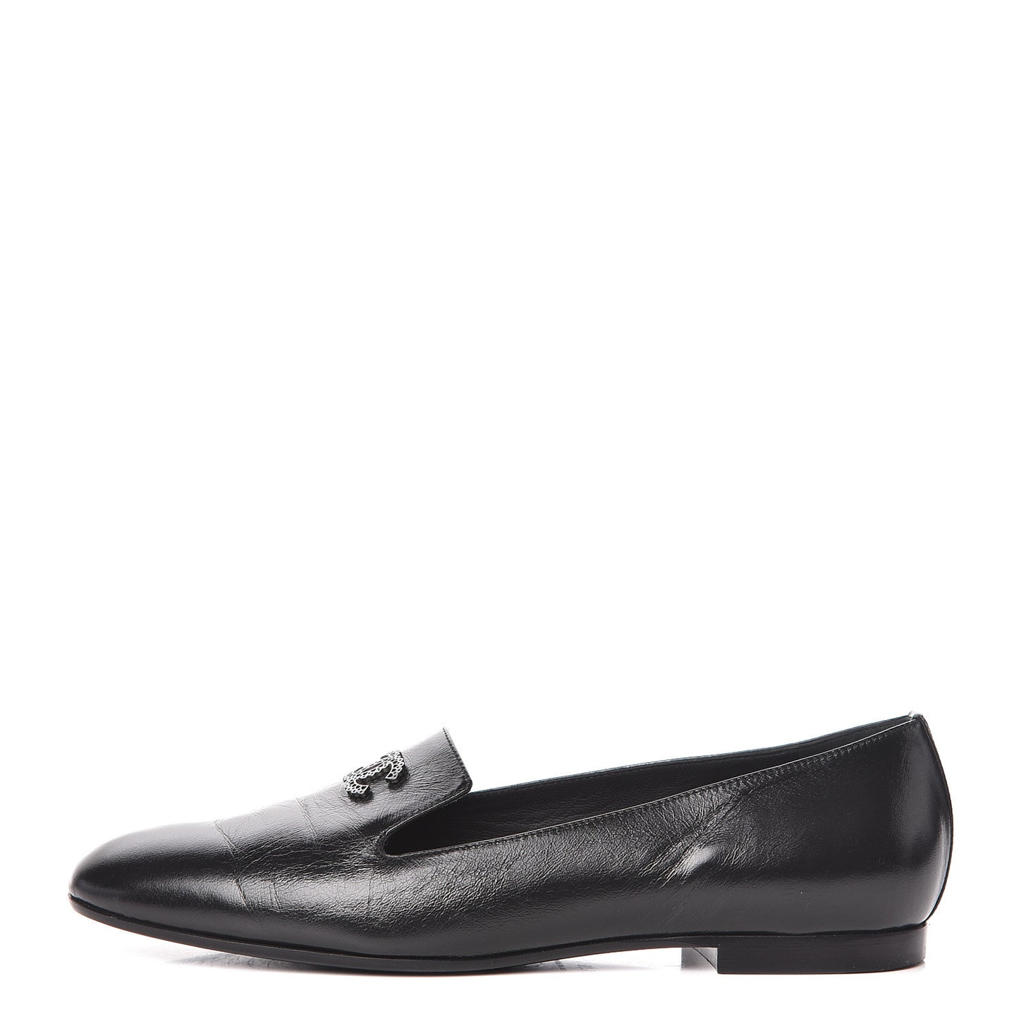 Lambskin CC Mocassin Loafers 37.5 Black