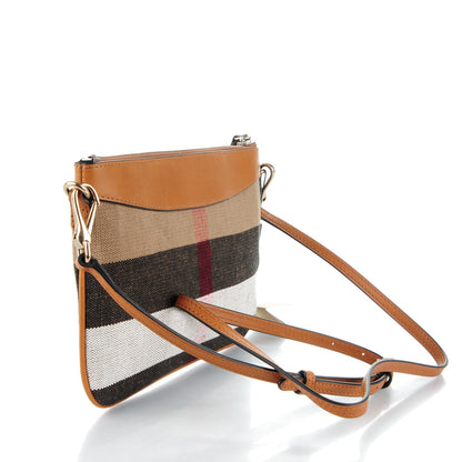 Burberry Mega Check Peyton Crossbody Clutch Bag Saddle Brown 3 of 7