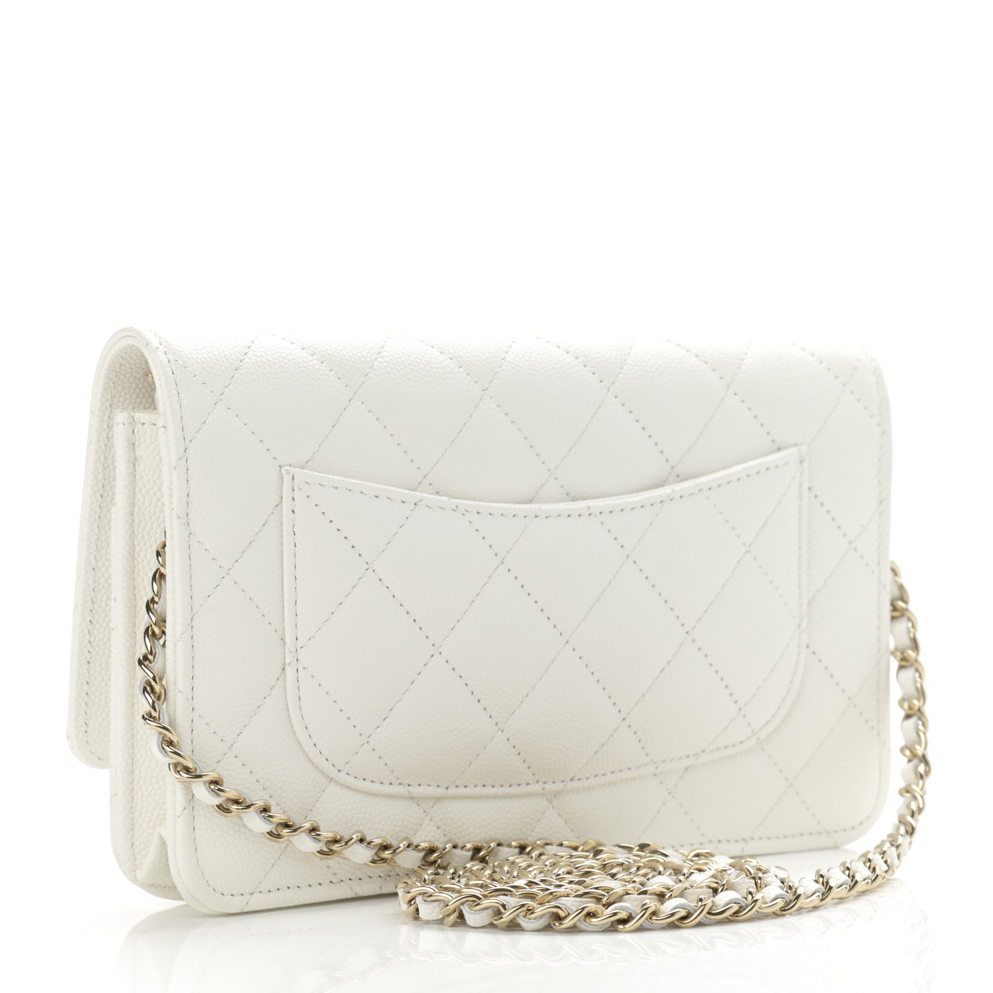 Caviar Quilted Wallet On Chain WOC White