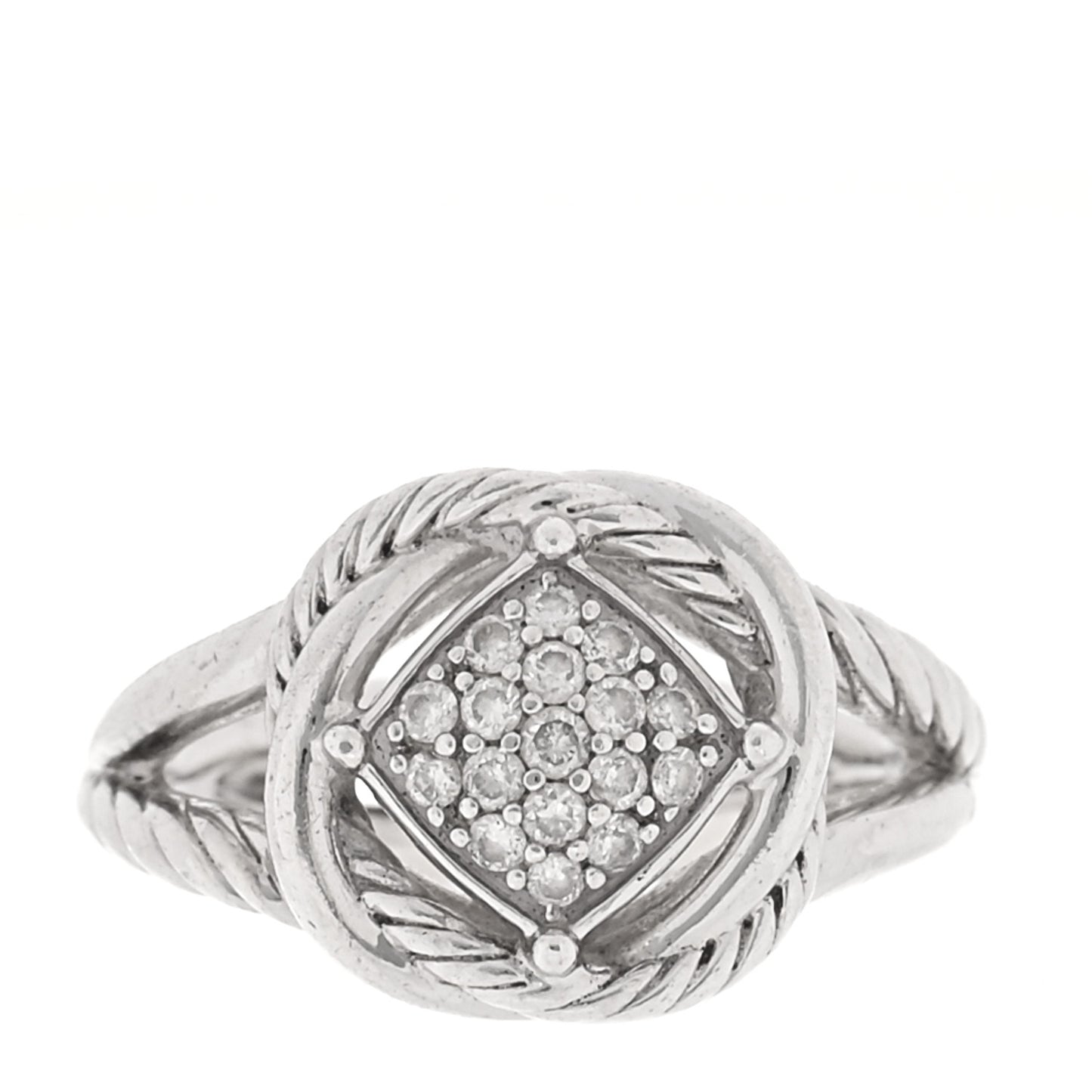 Sterling Silver Diamond Pave 7mm Infinity Ring 50 5.5