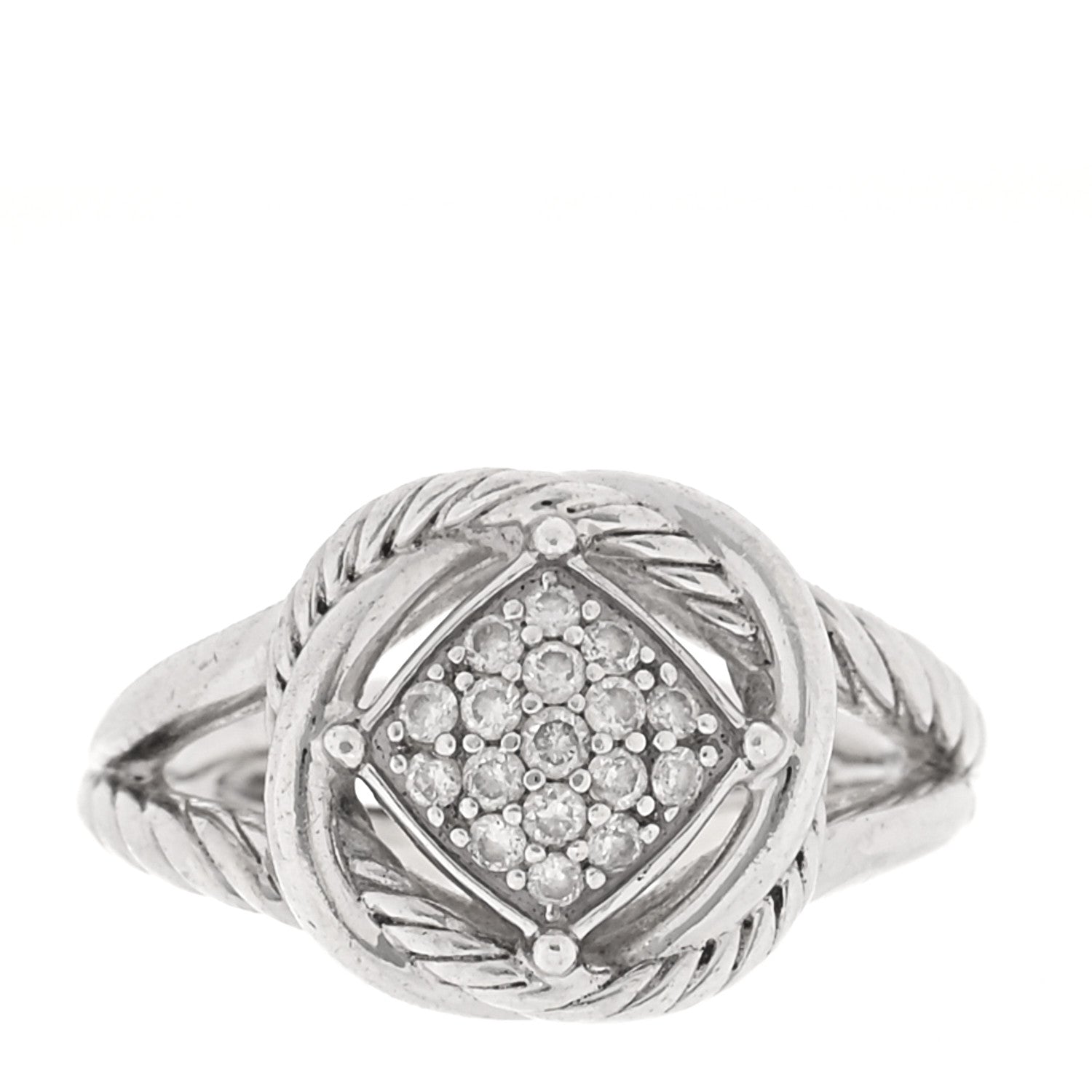 David Yurman Sterling Silver Diamond Pave 7mm Infinity Ring 50 5.5 1 of 4