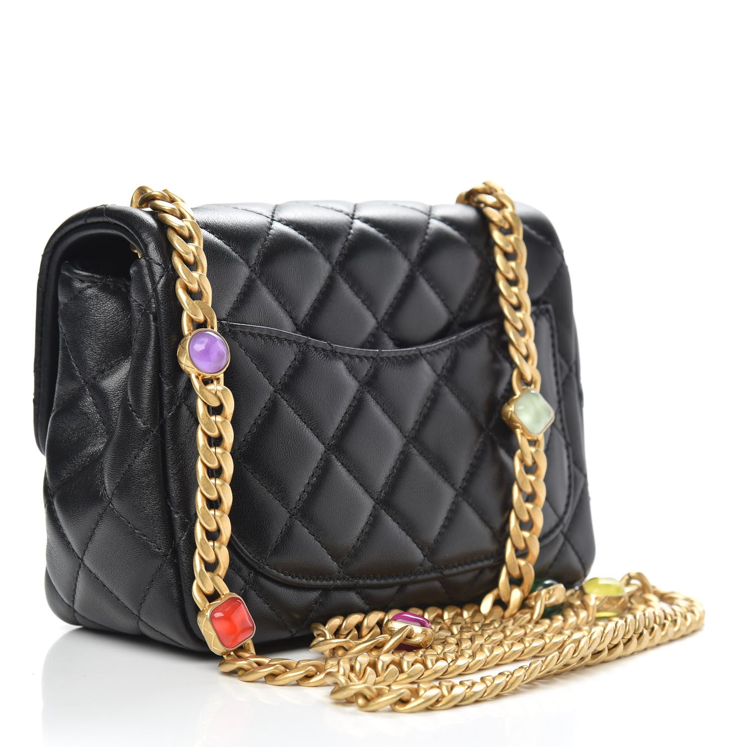 Chanel Lambskin Resin Quilted Mini Pearl Samba Square Flap Black 3 of 11