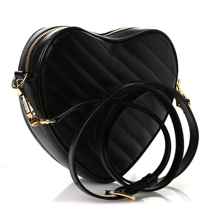 Gucci Calfskin Matelasse Diagonal Mini Interlocking G Heart Shoulder Bag Black 3 of 12