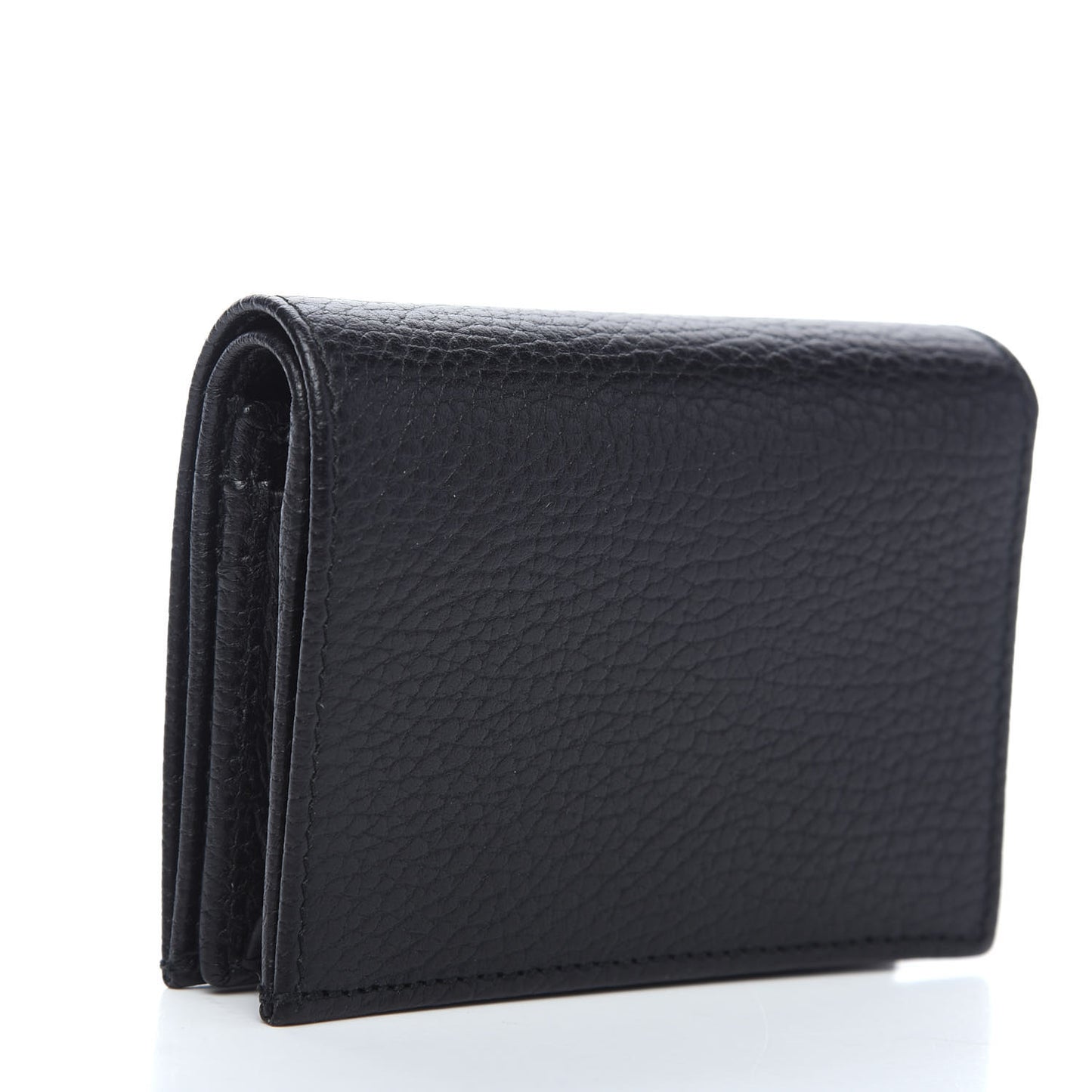 Pebbled Calfskin GG Marmont Card Case Black