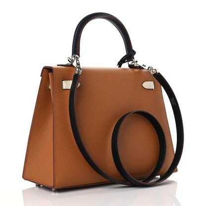 Hermes Epsom Verso Tri-Color Kelly Sellier 25 Gold Craie Black 3 of 10
